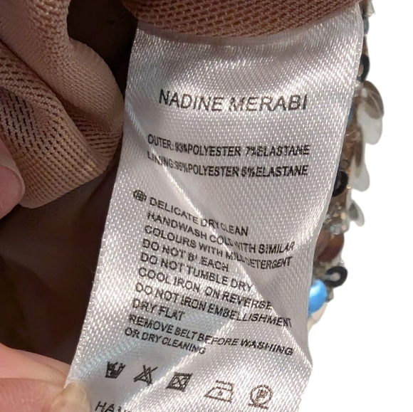 Nadine Merabi Adriana Silver Sequin One Shoulder Maxi Dress Crystal Belt Size XS - Picture 7 of 17